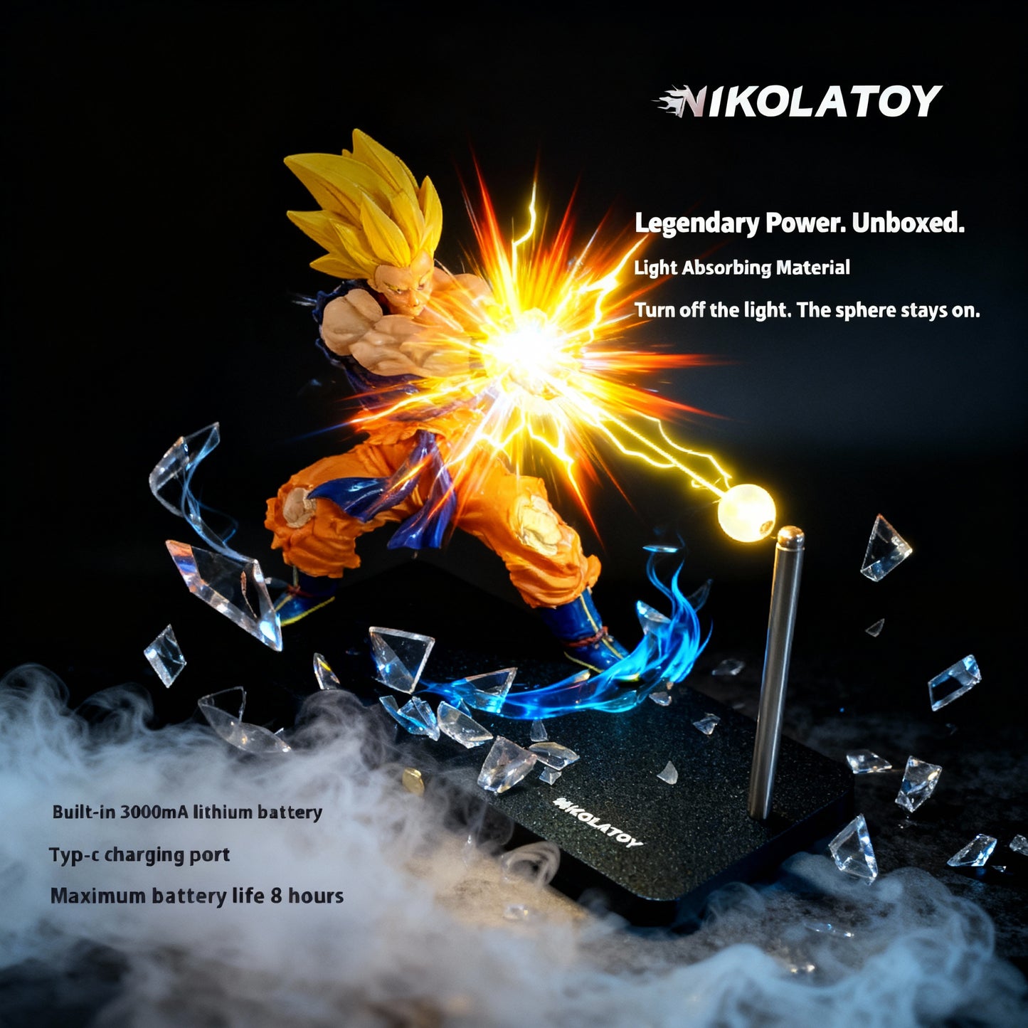 Nikolatoy Dragon Ball Z Kakarotto Son Goku Kamehameha Wave Magnetic Light Lamp