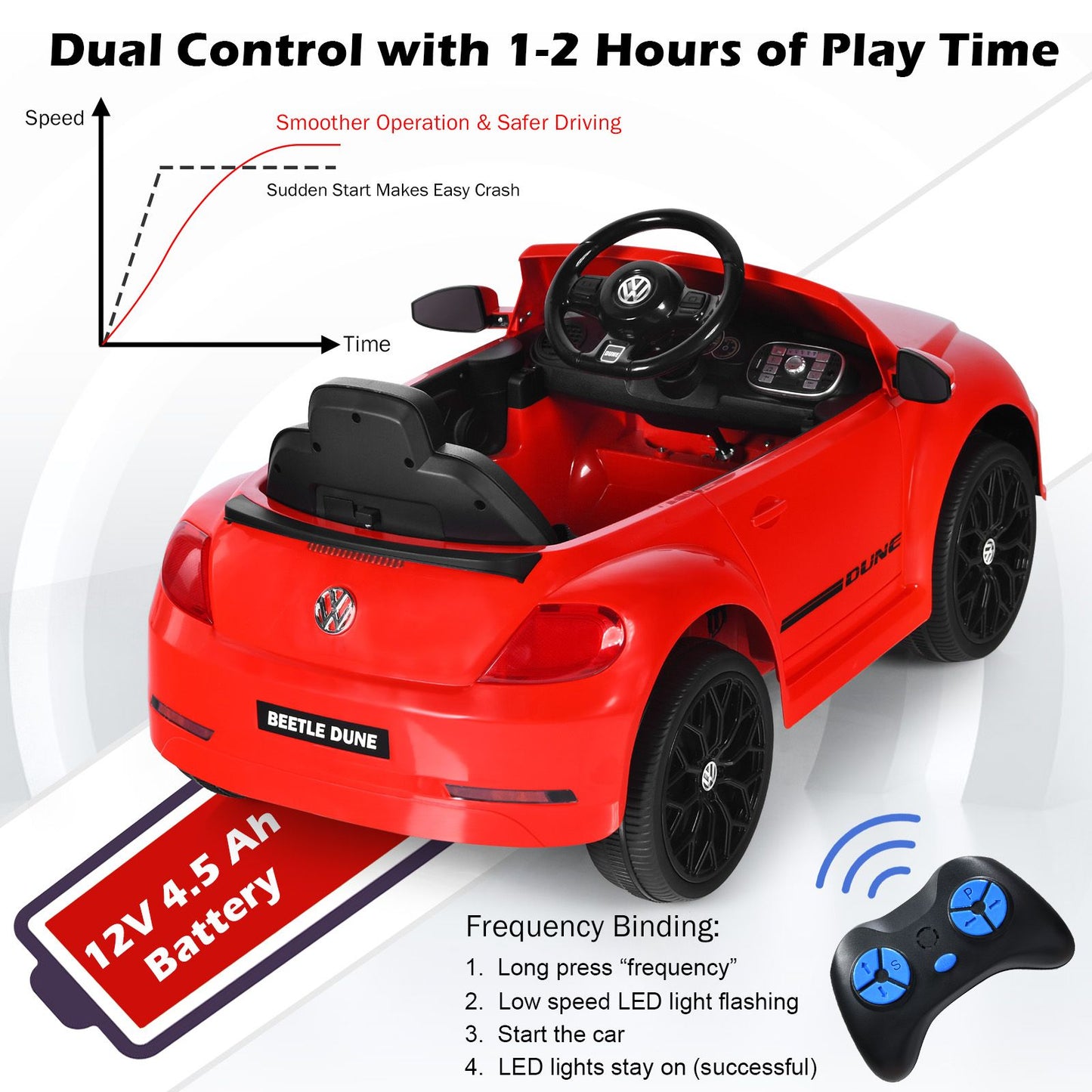 12V Volkswagen Beetle Electric Kids Ride on Car with Remote Control