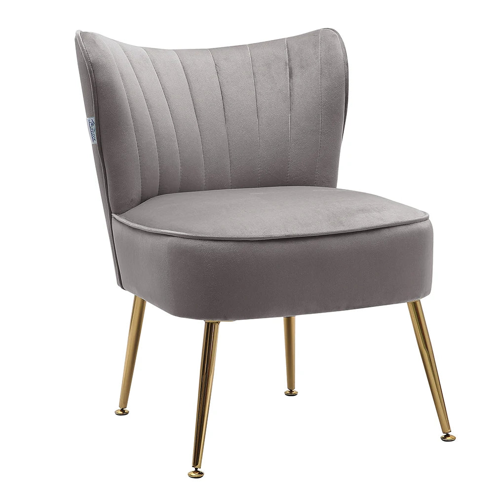 Velvet Cocktail Accent Chair, Grey
