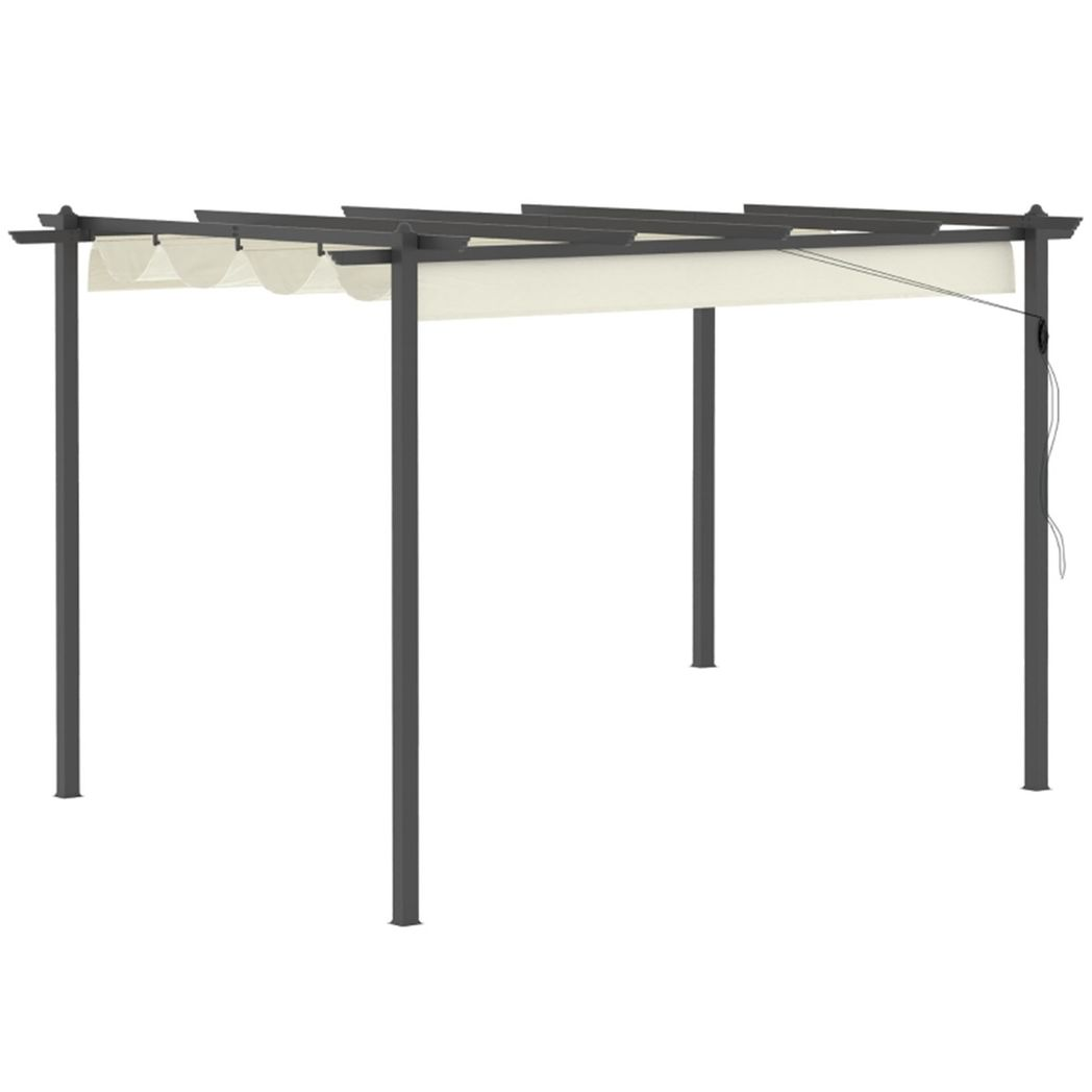 Spacious Aluminum Patio Gazebo with Retractable Canopy & Ground Stakes