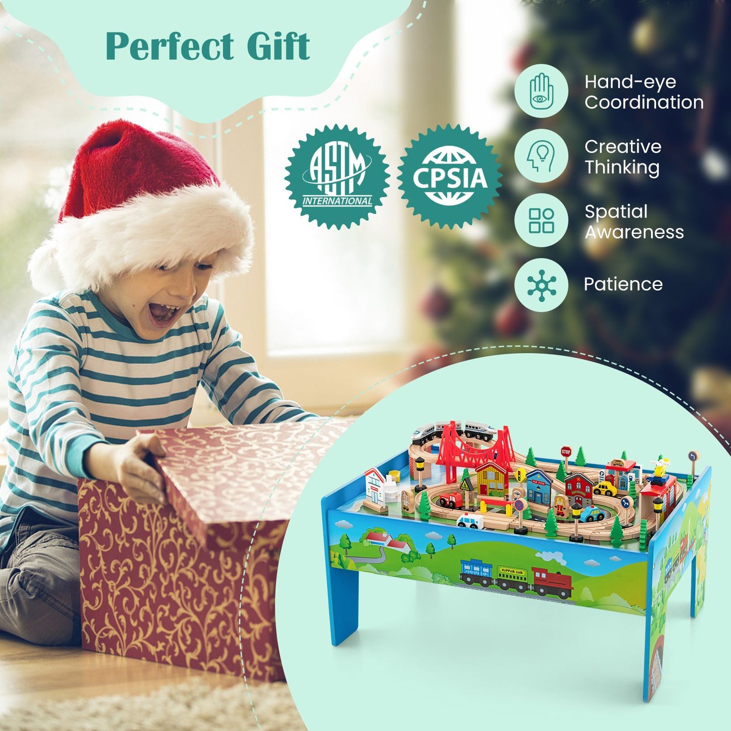 Ultimate 80-Piece Wooden Activity Playset with Reversible Tabletop for Endless Fun!
