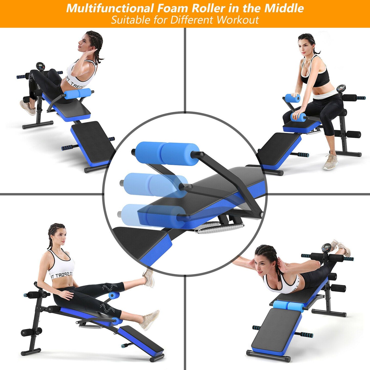 Adjustable Foldable Multi-Workout Weight Bench with LCD Display