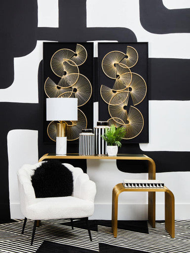 Vogue Matte Gold Slatted Console Table
