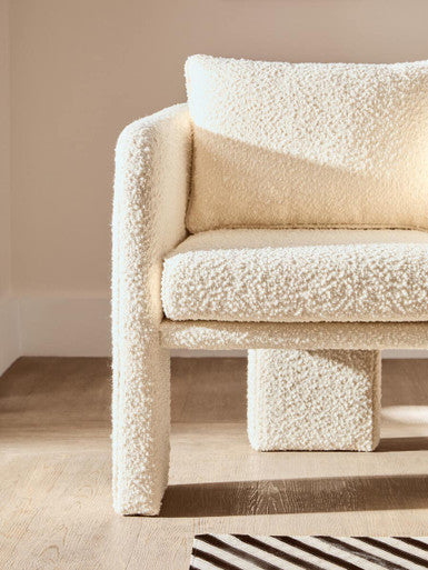 Ozzero Ivory Boucle Fabric Armchair