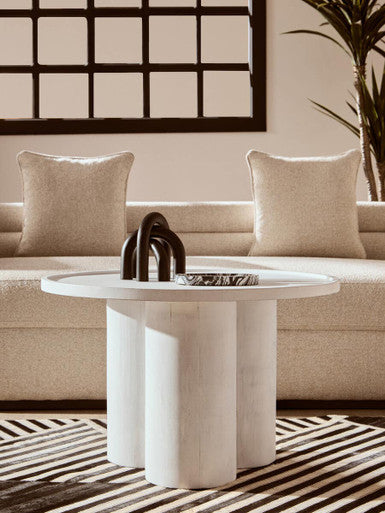 Walsa Whitewash Mango Wood Column Detail Coffee Table
