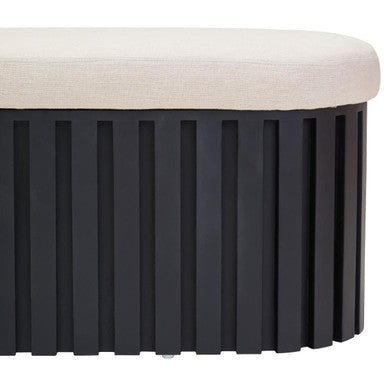Perdoba Ridge Base Mango Wood Black Finish Texture Fabric Bench