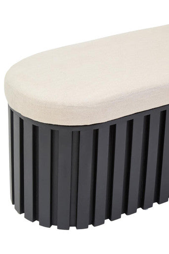 Perdoba Ridge Base Mango Wood Black Finish Texture Fabric Bench