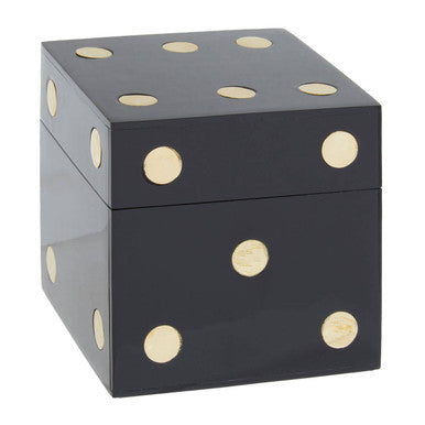 Churchill Games Black and Gold Dice Box with 5 Black Dice