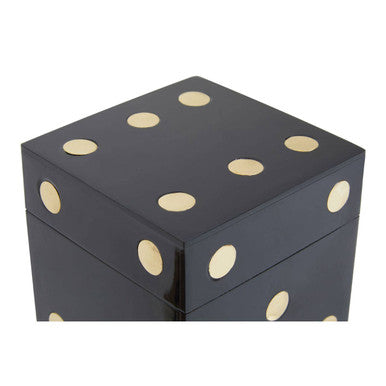 Churchill Games Black and Gold Dice Box with 5 Black Dice