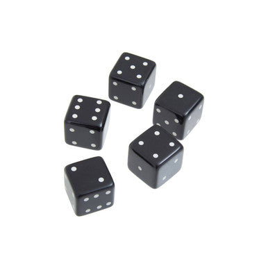 Churchill Games Black and Gold Dice Box with 5 Black Dice