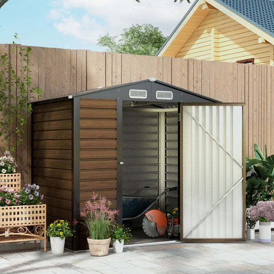 6.2 x 4.3 Ft Metal Garden Shed with Ventilation Slots for Outdoor Use
