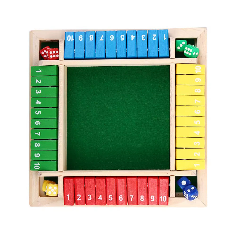Engaging Arithmetic Dice Board Game - Fun Four-Sided Flip Card Challenge for Up to 4 Players with Wooden Dice and Flaps