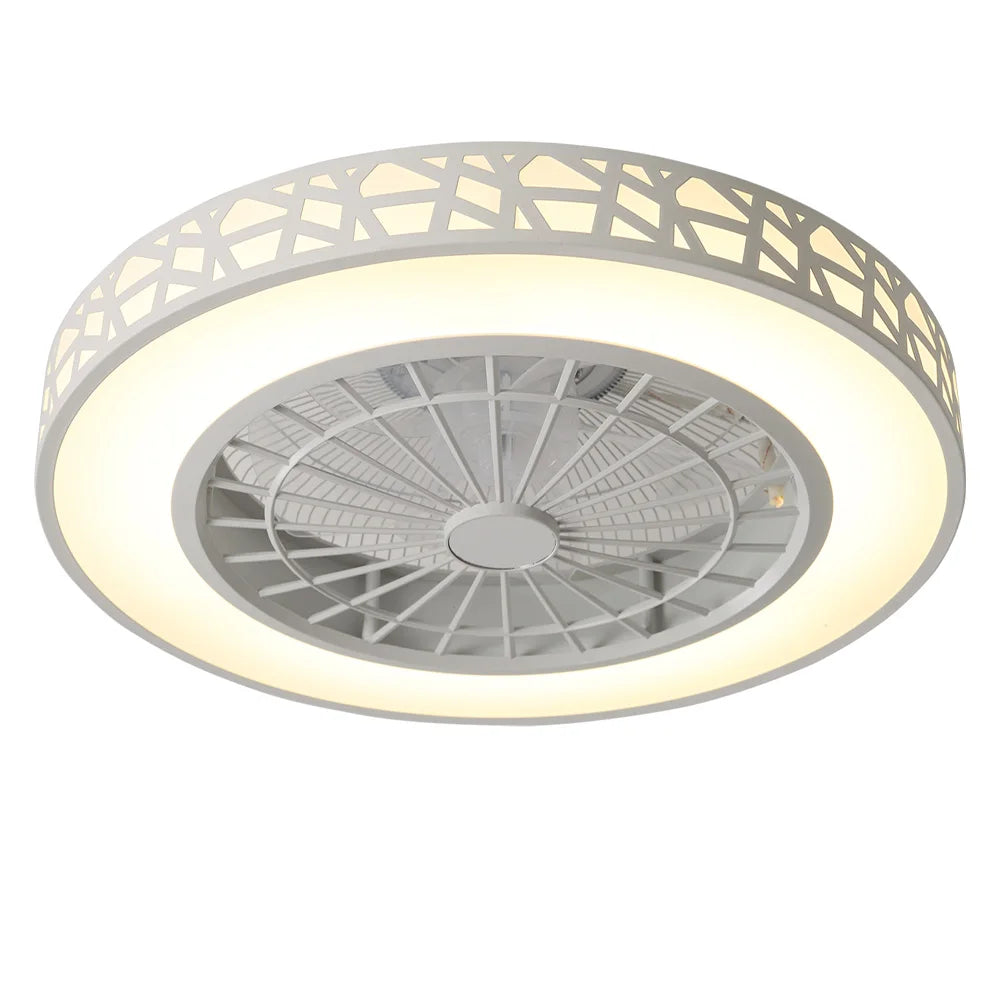 round Acrylic Ceiling Mount LED Fan Light with Remote Control 6 Speeds 30W Reversible Motor for Home Office