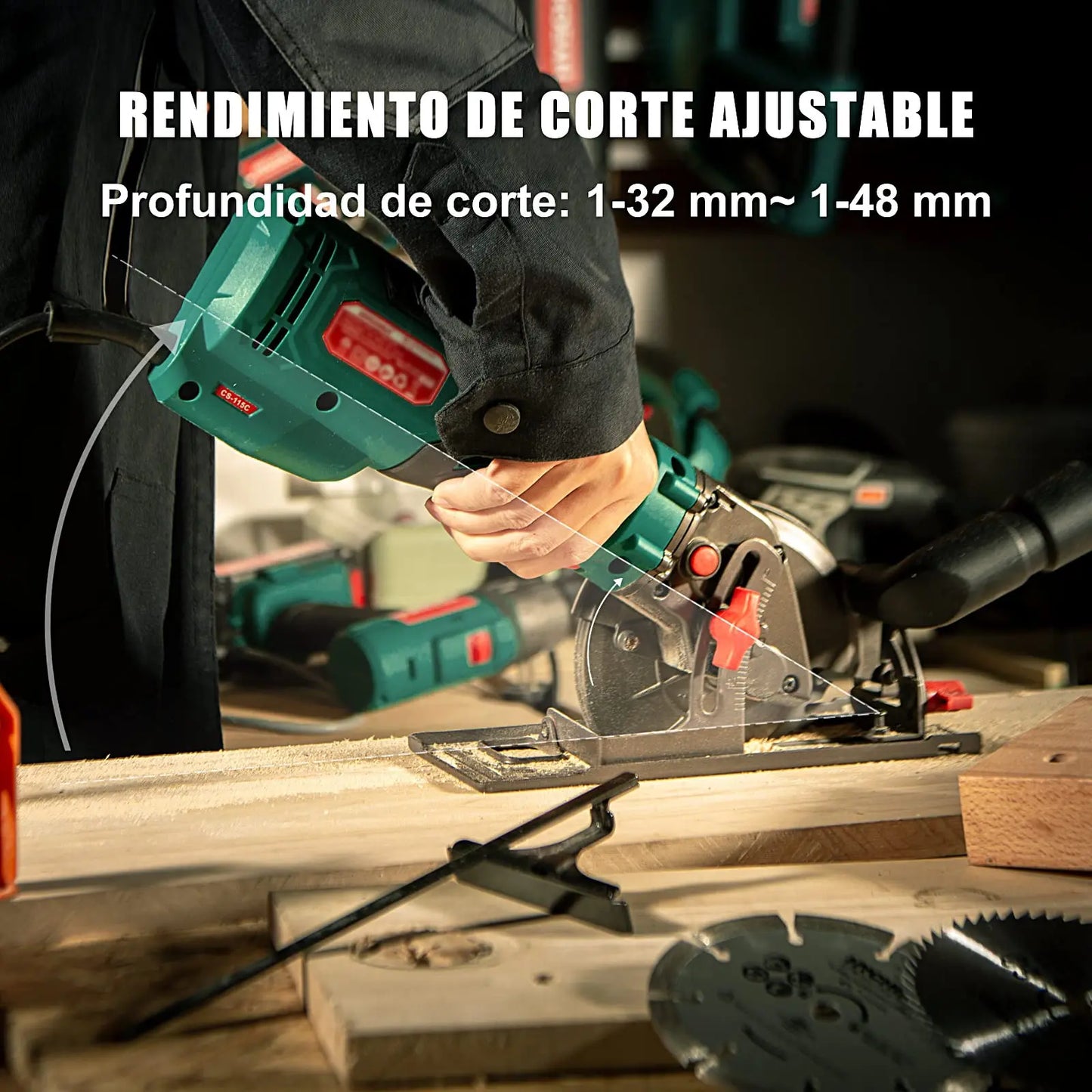 750W Circular Saw with 3 Saw Blades 48Mm Cutting Depth Power Tools for Cutting Wood Soft Metal Tiles and Plastic