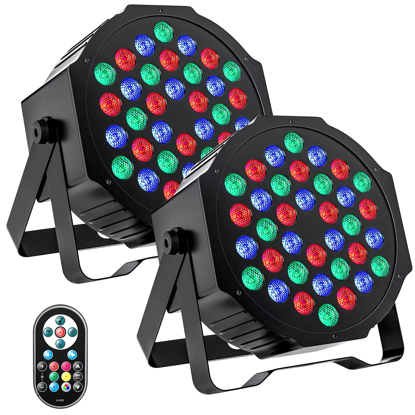 2-Pack RGB DMX Stage Par Lights with 36 LEDs for Party, DJ, and Wedding Events