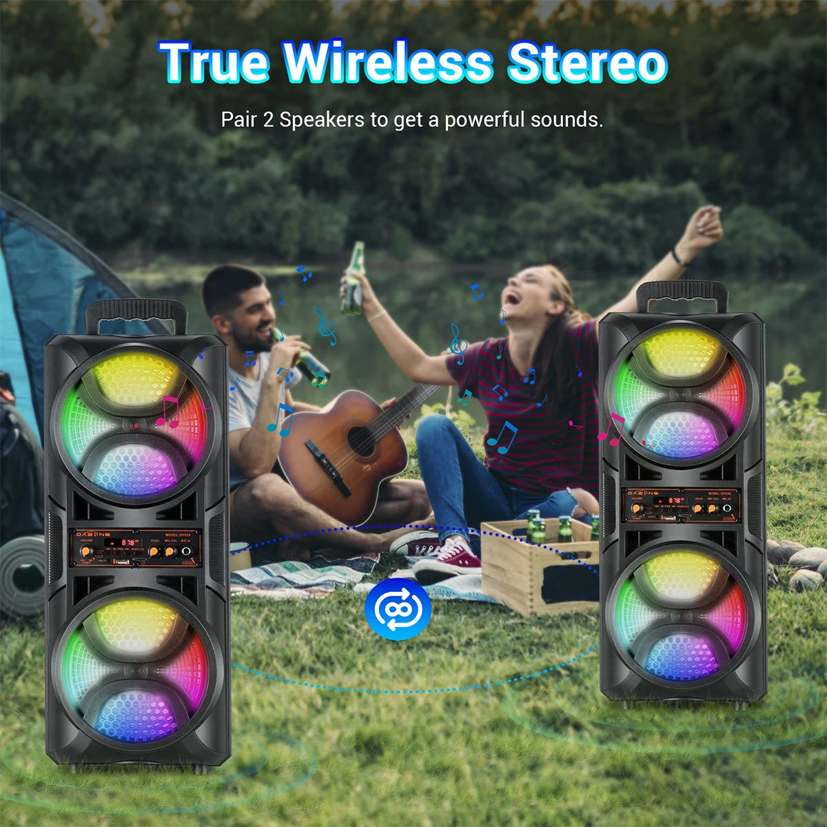 3000W Portable Bluetooth Speaker Subwoofer Heavy Bass Sound System DJ Party Home Outdoor Speakers & Microphone Remote LED Light