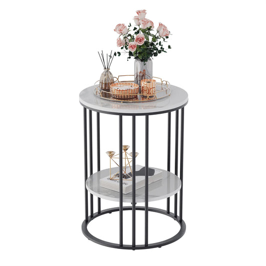 Sleek Tall Frame End Table with Sintered Stone Top - Stylish Nightstand and Storage Solution