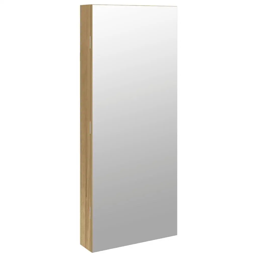 LED Illuminated Wall-Mounted Mirror Jewelry Cabinet Storage Organizer