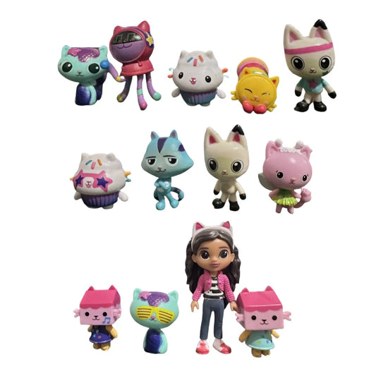 13-Piece Gabby Dollhouse Mercat Cartoon Set for Capsule Doll Machines - Smiling Car Hug Gaby Dolls Action Figures - Ideal Christmas Gifts for Kids