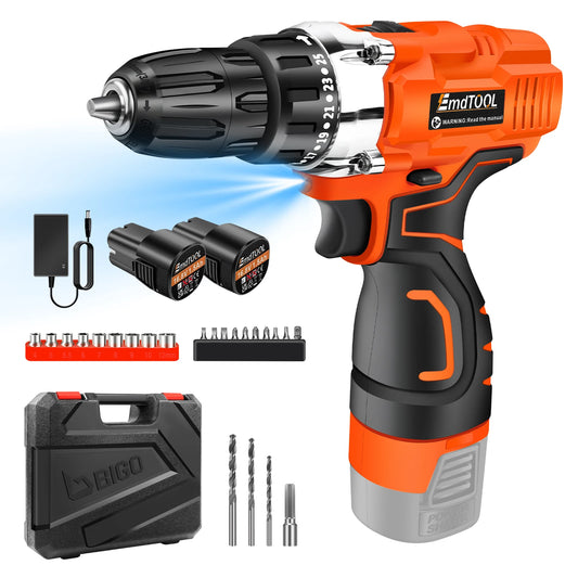 Cordless Drill Driver 25+1 Torque Combi Drill Power Drill Kit, Electric Screwdriver Set, Accessory Kit, 2 Speeds Drill