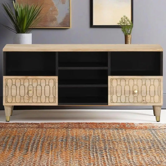 Stylish Solid Mango Wood TV Cabinet 100X33X46 Cm - Perfect for Living Room Storage
