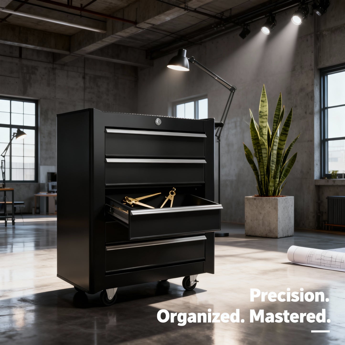 Heavy-Duty Lockable 5-Drawer Tool Cabinet on Wheels