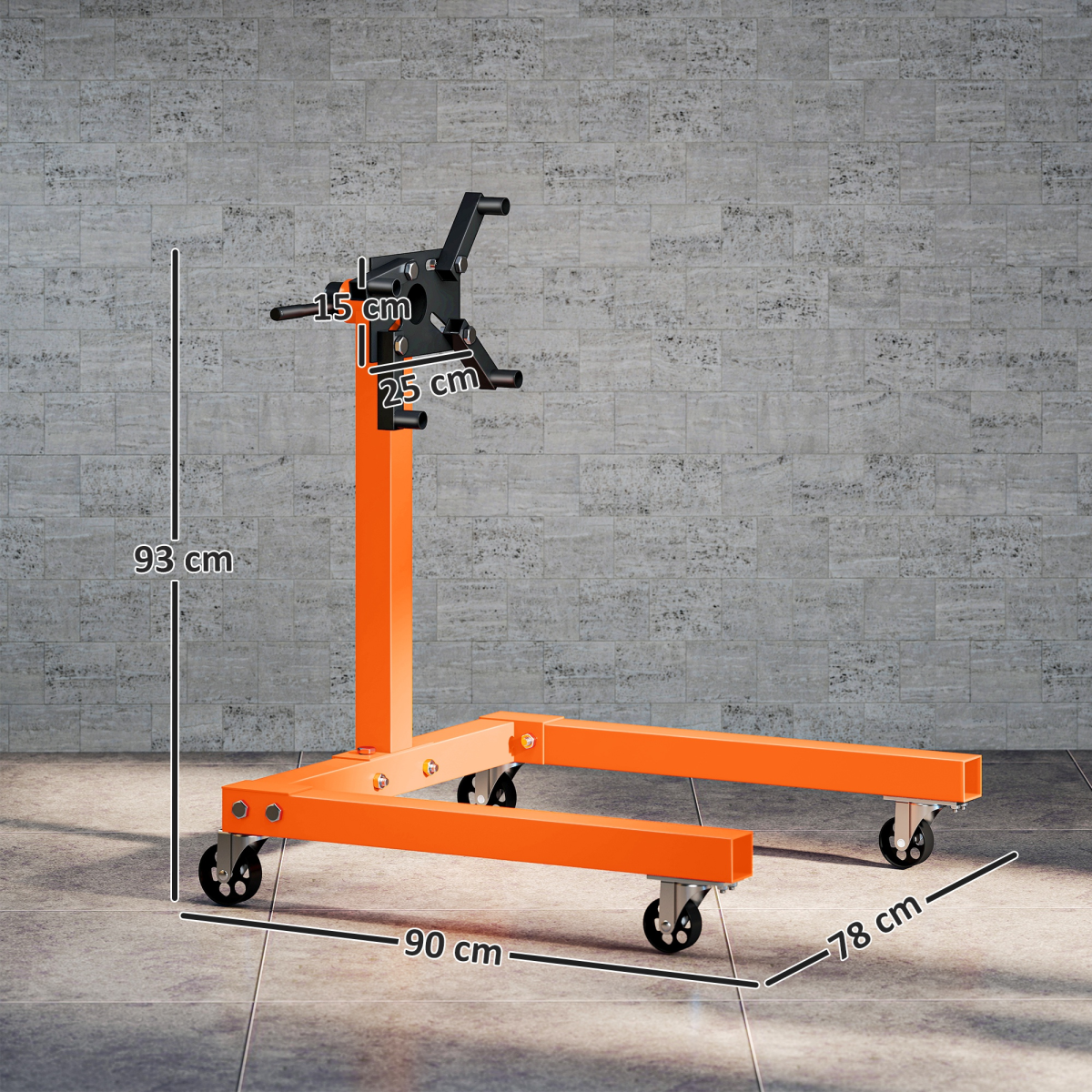 Premium 570kg Rotating Engine Stand with Adjustable Head & Wheels