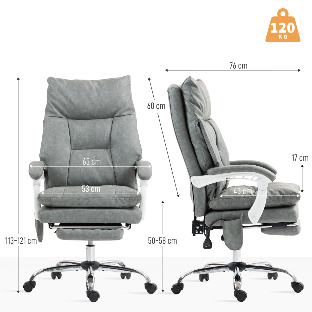 Ergonomic Office Chair with Adjustable Lumbar Support & Reclining Footrest