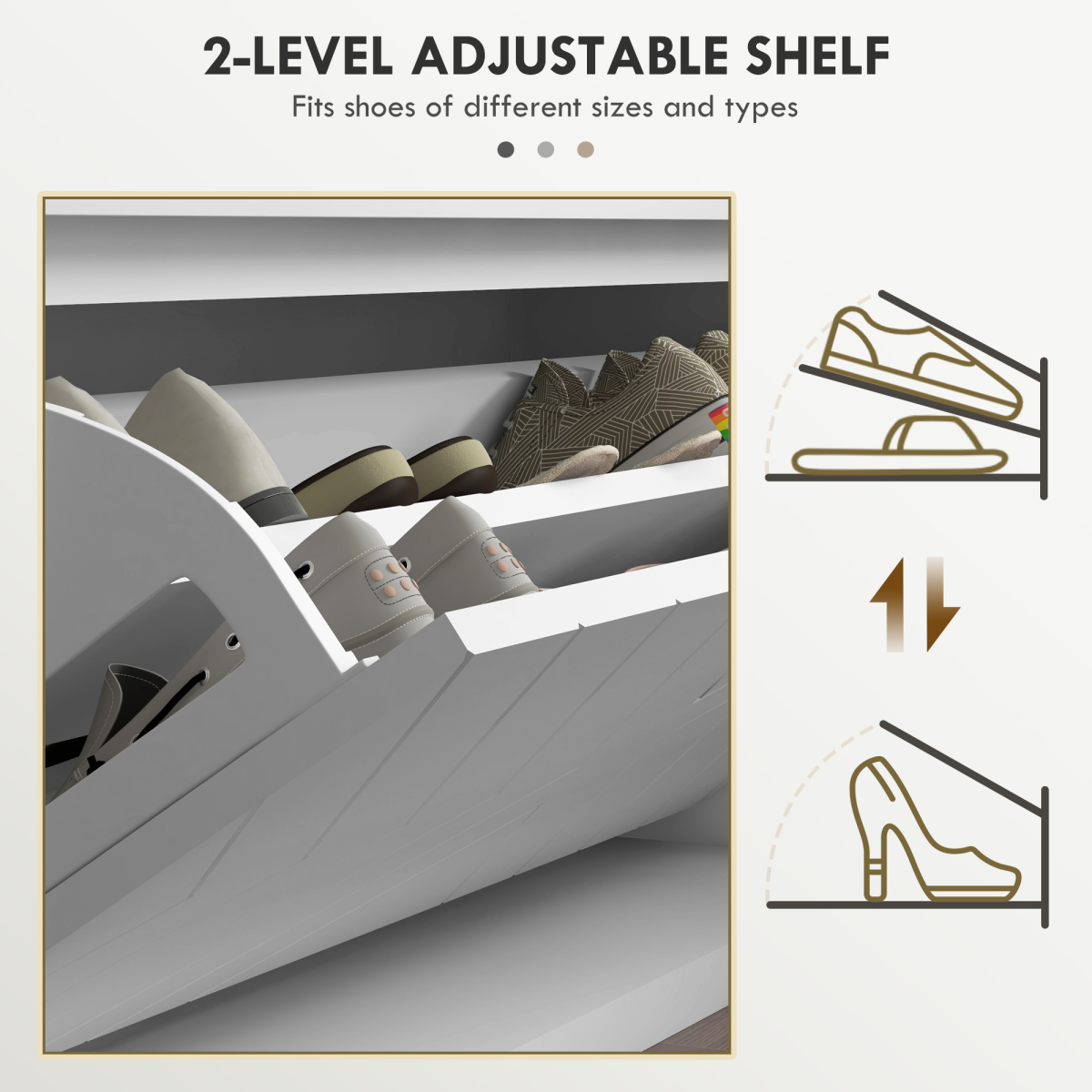 White Shoe Bench with Cushion & Flip Drawer - Holds 10 Pairs