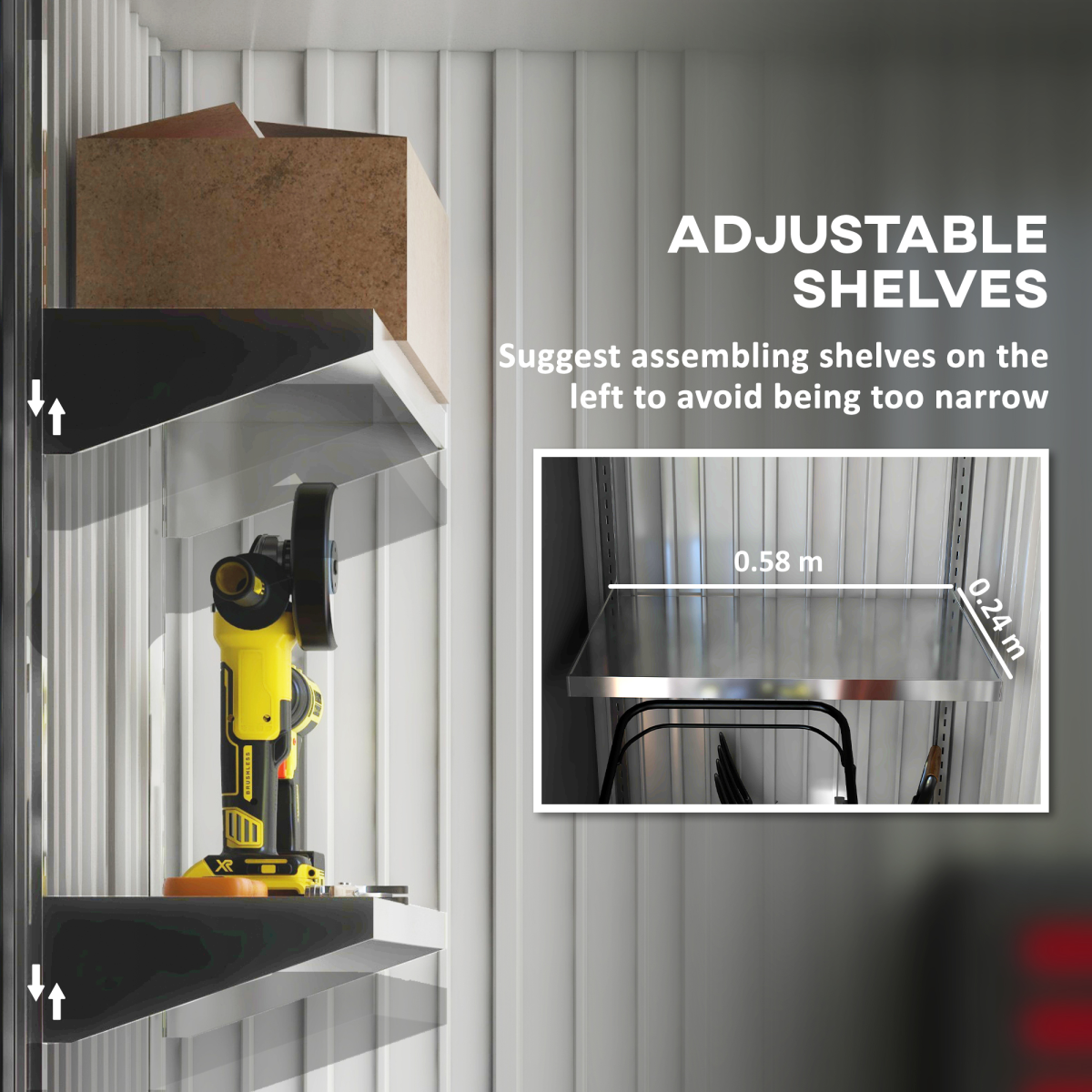 5x3 ft Steel Lean-To Garden Shed - Lockable, Bike-Tool Ready, Green