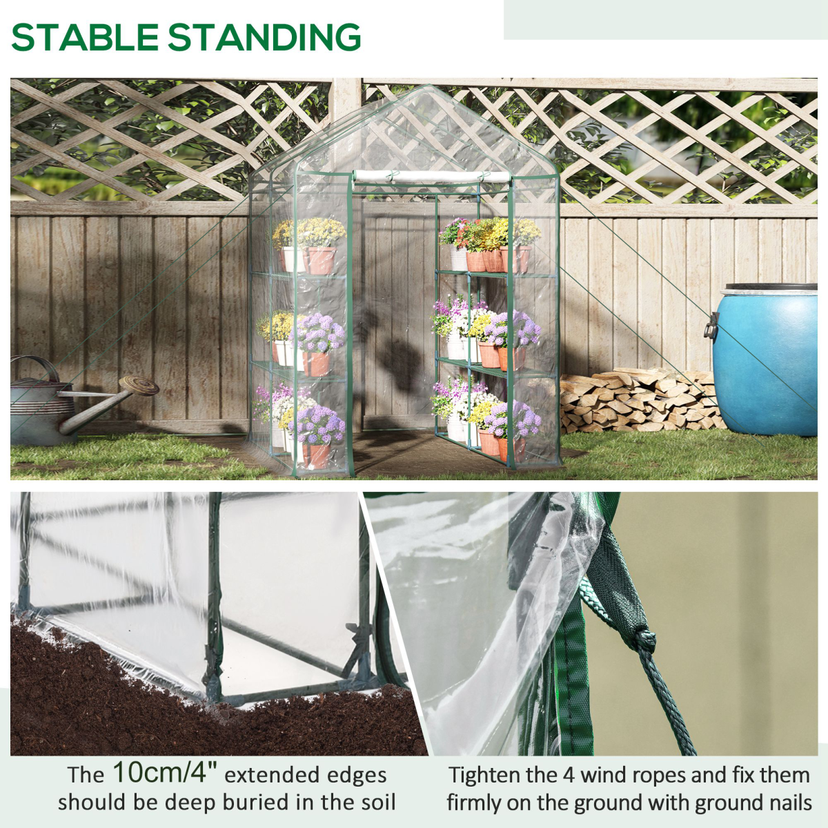 Steel-Frame Greenhouse with 2 Shelves - Durable Garden Grow House