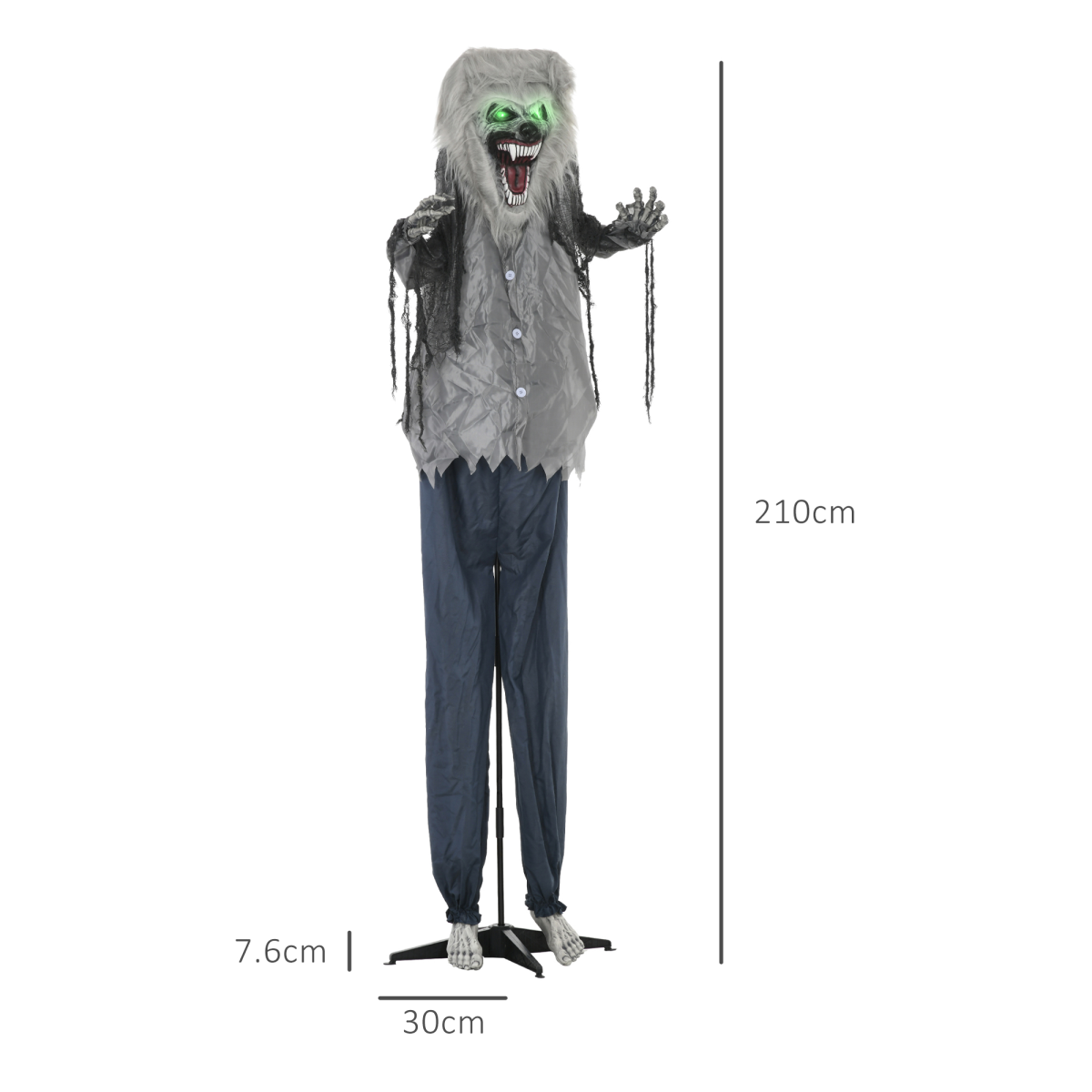 Halloween Skeleton Werewolf Animatronic Prop with Light-Up Eyes
