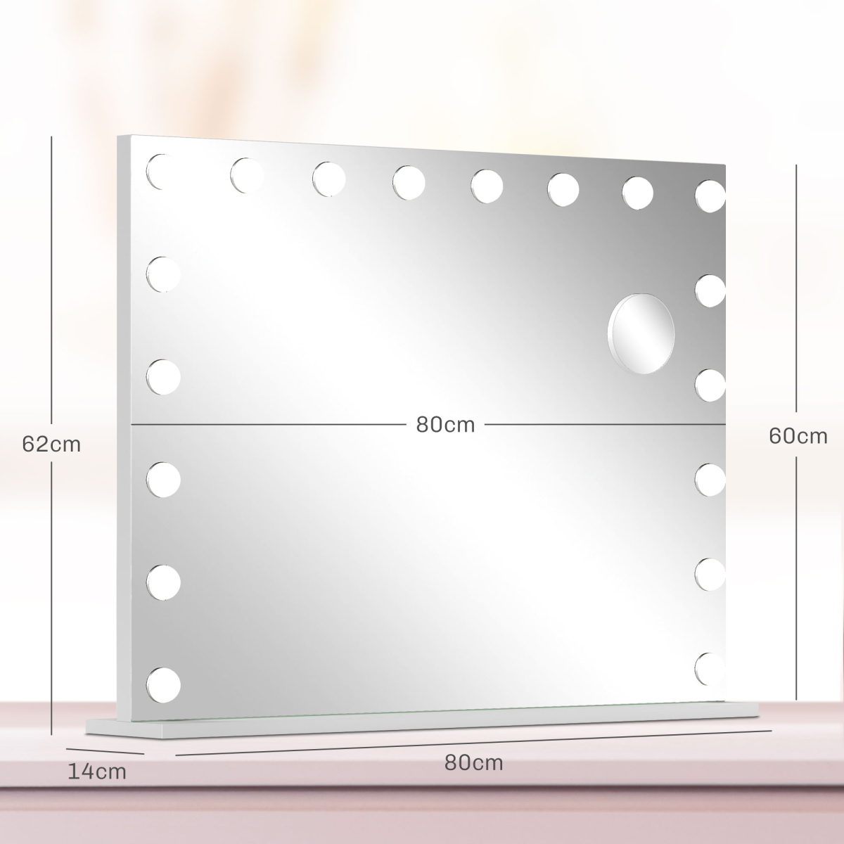 RadiantGlow LED Vanity Mirror: 10X Magnification, USB Port & 3 Lighting Modes