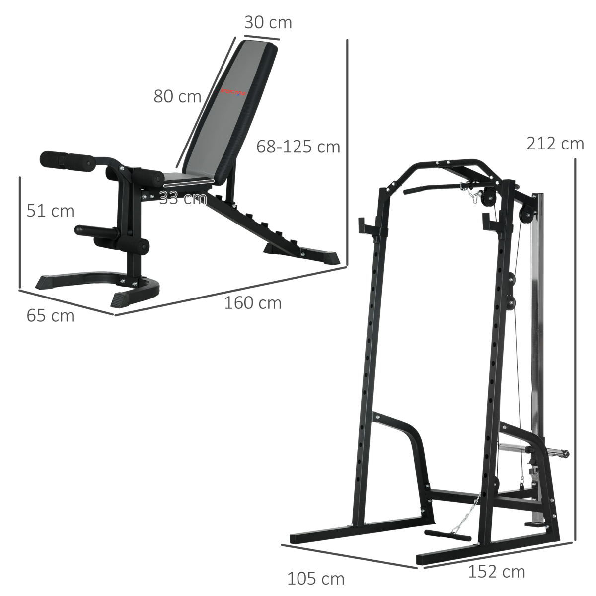 SPORTNOW All-in-One Smith Machine & Power Rack with Pull-Up Bar & Lat System