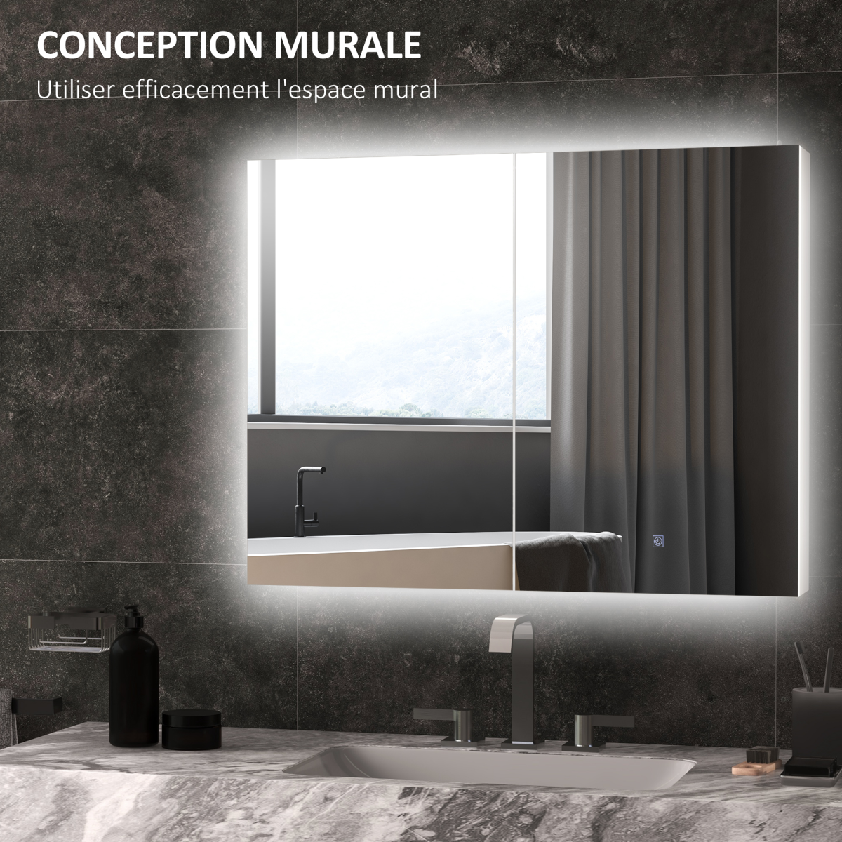 Smart Wall-Mounted Bathroom Cabinet with LED Mirror & USB Charging
