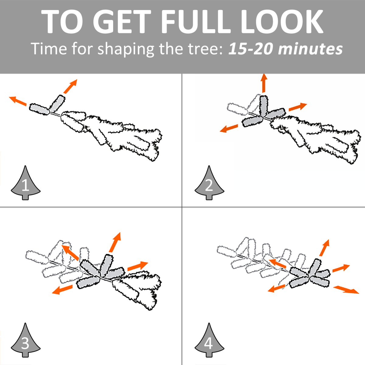 4ft White Light Christmas Tree, 90 LEDs, Star Topper, Tri-Base, Pre-Lit