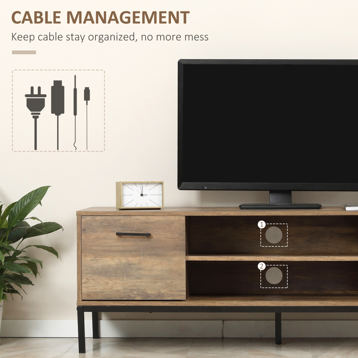 Industrial Chic TV Stand for 50” TVs with Ample Storage & Style