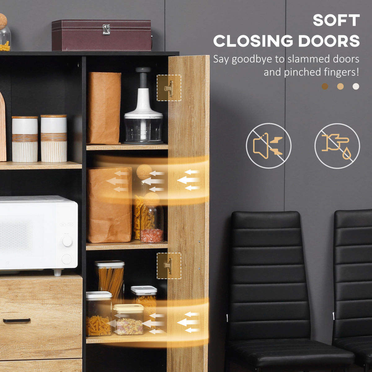 Stylish 160cm Kitchen Cupboard & Microwave Stand with Smart Storage Solutions
