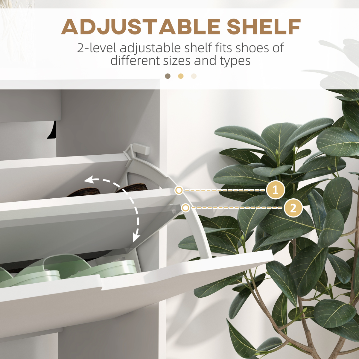 Stylish Shoe Storage Cabinet - 4 Flip Drawers for 16 Pairs, Modern White