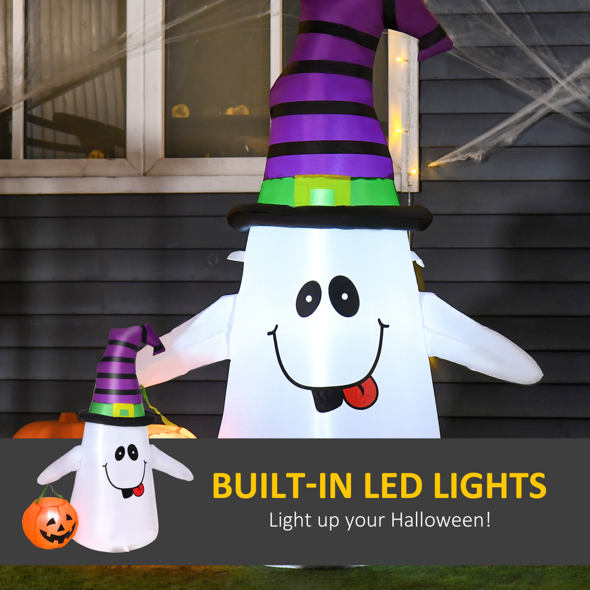 1.2m Witch Ghost Halloween Inflatable LED Pumpkin Lantern
