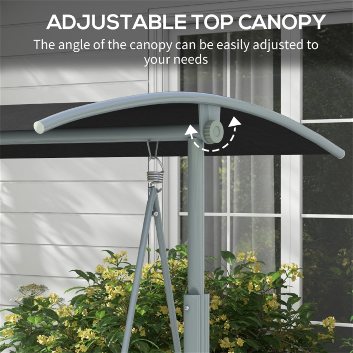 Double Seat Outdoor Patio Swing Chair with Adjustable Canopy