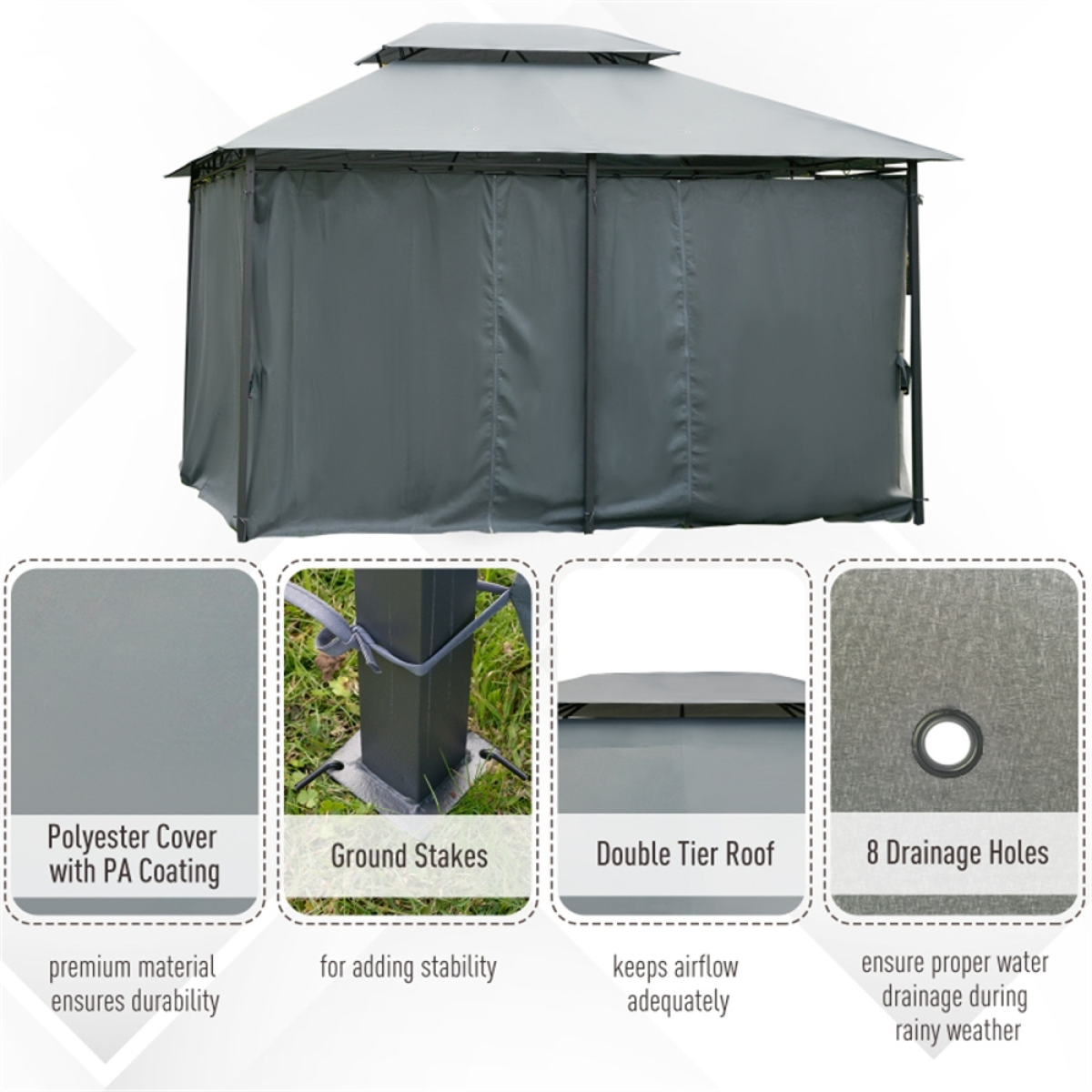 Spacious 2-Tier Patio Gazebo Shade & Style for Backyard Gatherings