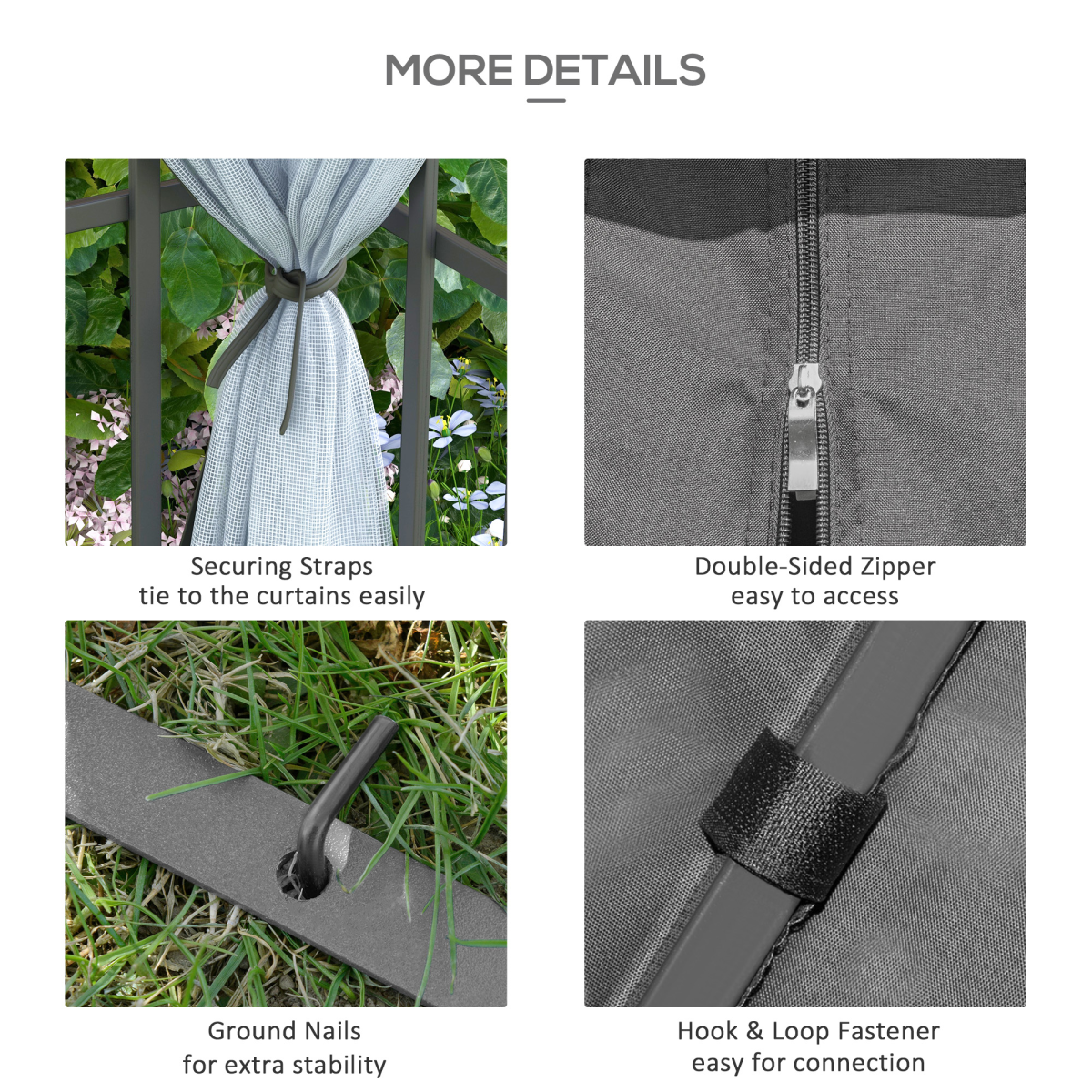 3x3m Gazebo with 2-Tier Vented Roof, Grey Patio Pavilion