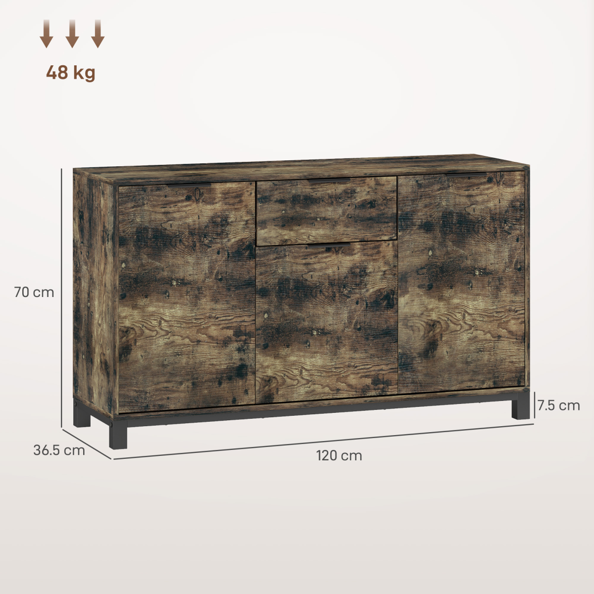 Industrial Rustic Sideboard: Stylish Storage Cabinet for Any Room