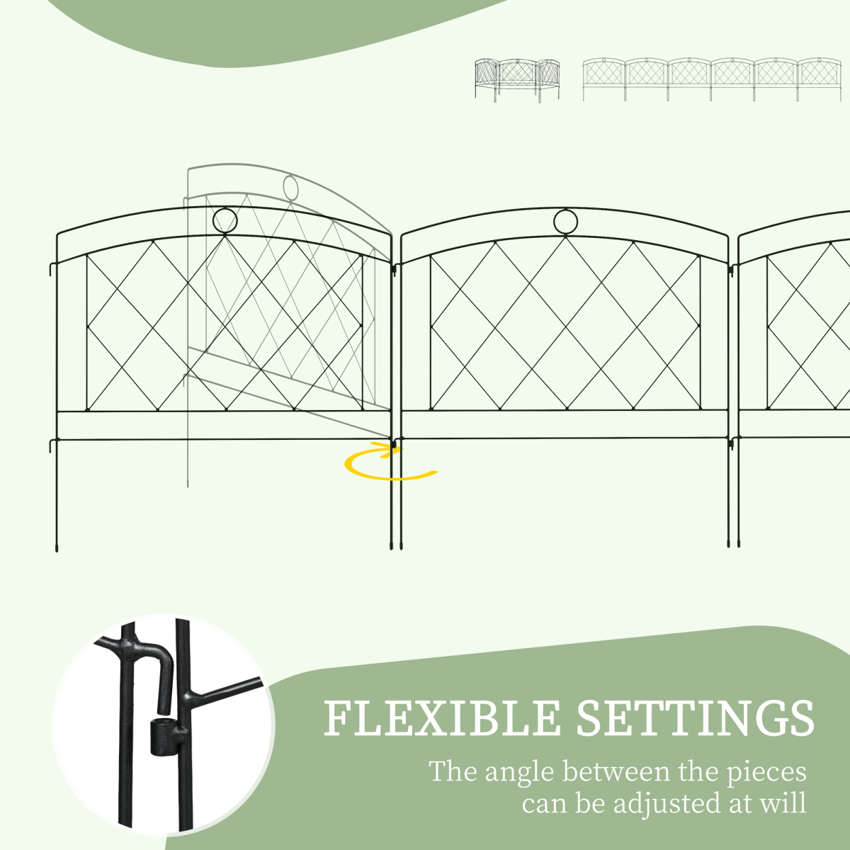 6-Piece Garden Fencing: 24in x 12ft Metal Border Edging