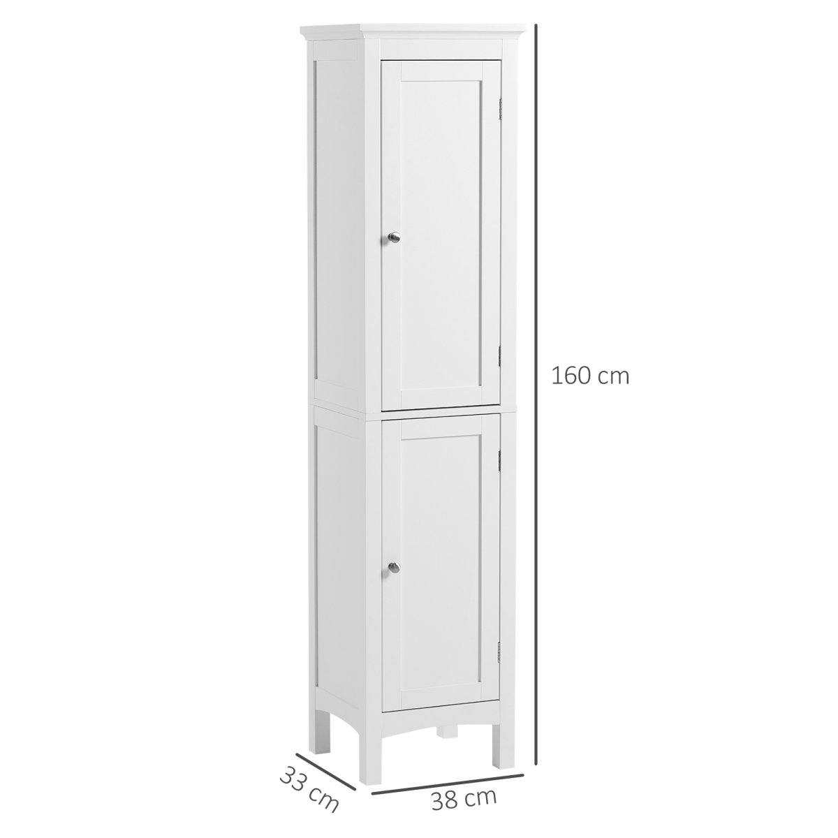 Kleankin Tall Bathroom Cabinet - Double Door Storage with Adjustable Shelves