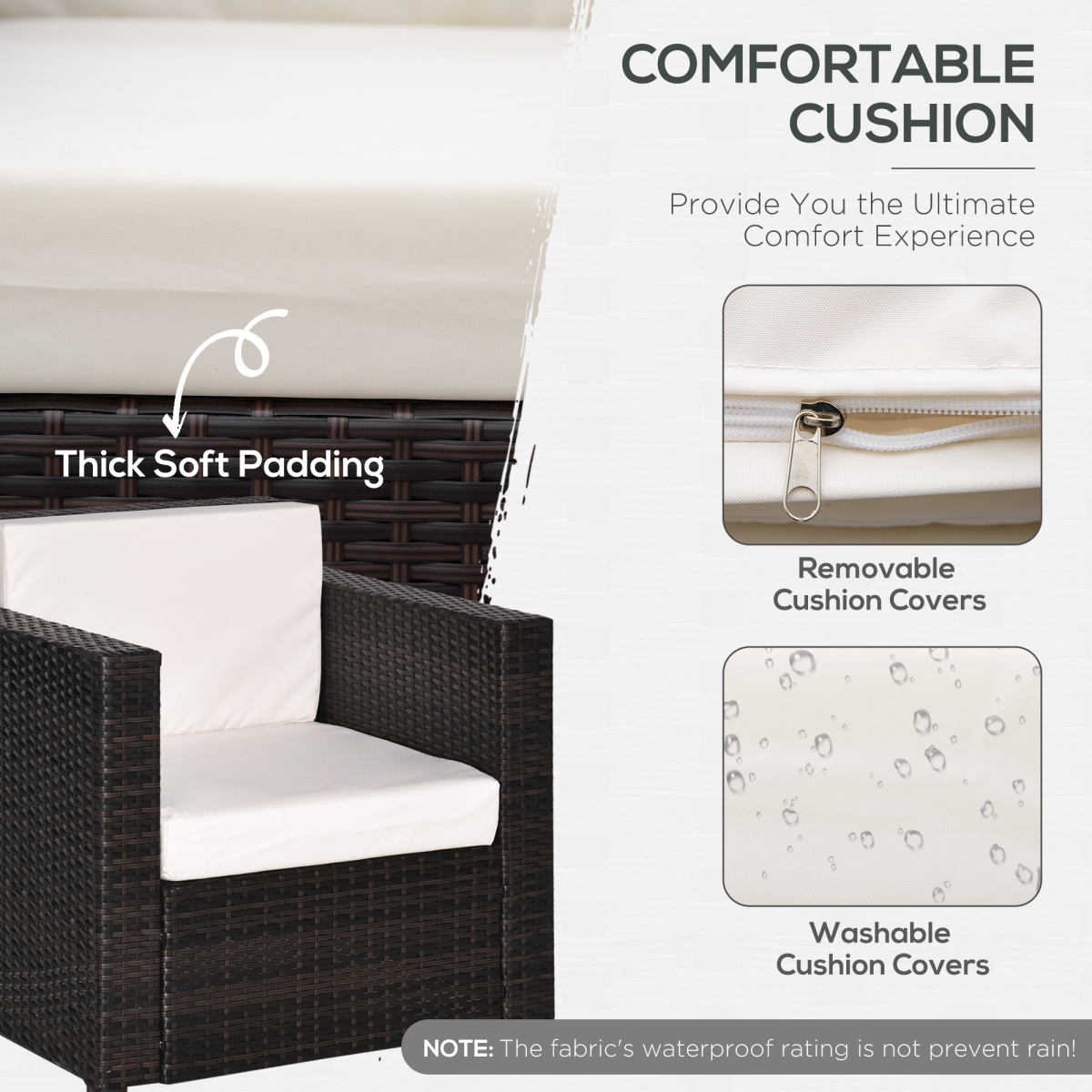 Fire-Resistant Rattan Garden Armchair, Brown - Single Sofa Chair