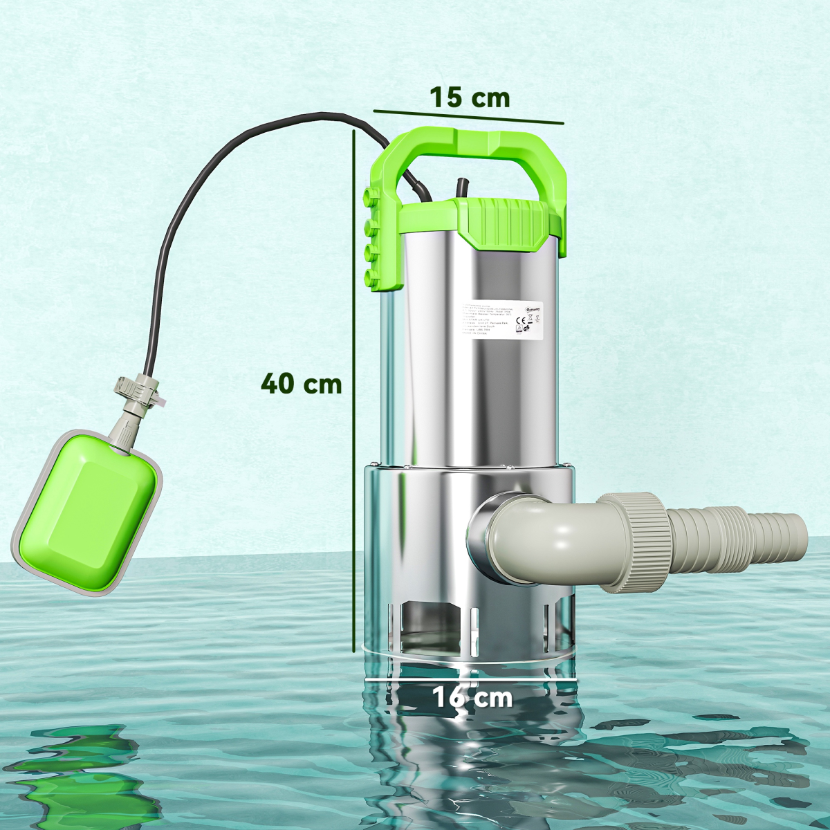 1100W High-Performance Electric Sump Pump - 18500L/H, Float Switch