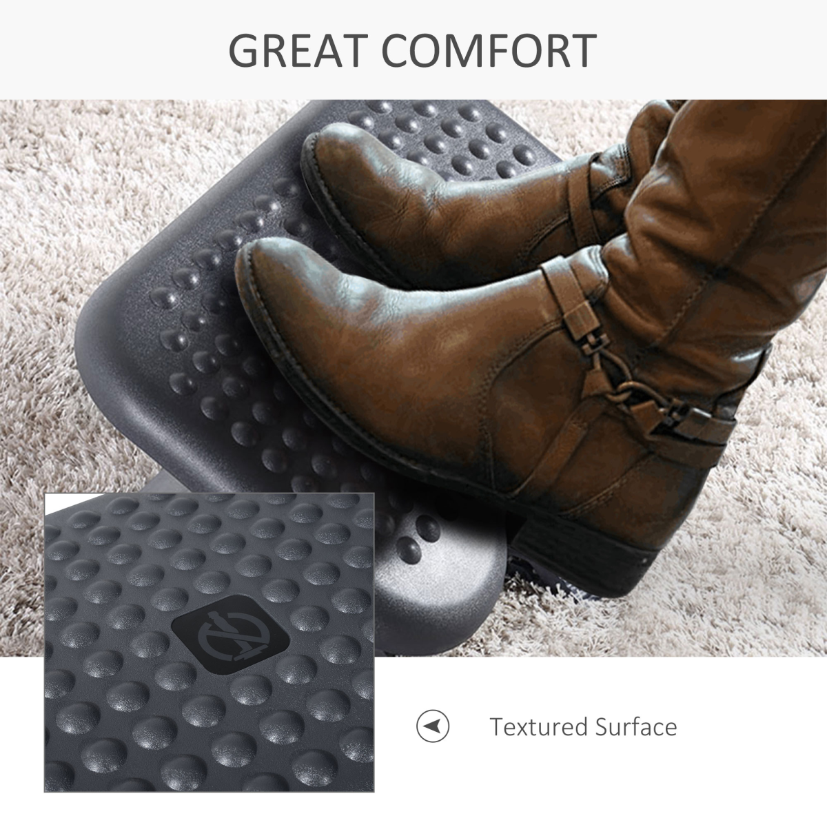3-Position Tilting Foot Rest with Adjustable Massage for Home & Office - Black