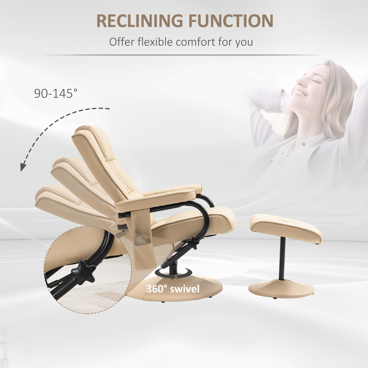 Luxurious Cream Recliner Chair with Massage & Footrest – Ultimate Comfort
